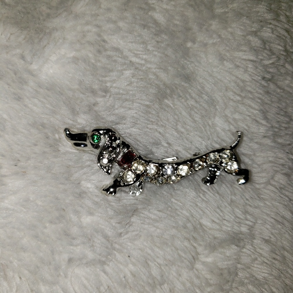 Dog Jeweled Pin